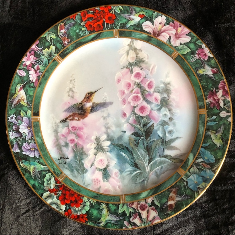 Collectible Decorative Plates: Lena Liu’s Hummingbird Treasury Set of 6 - Picture 5 of 17